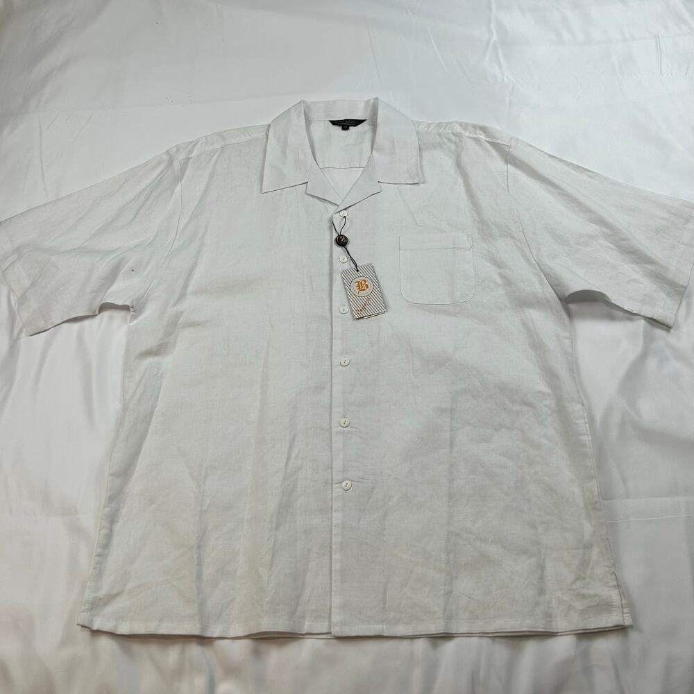 Bagazi Men’s White Linen Short Sleeve Shirt 3XL Excellent Condition